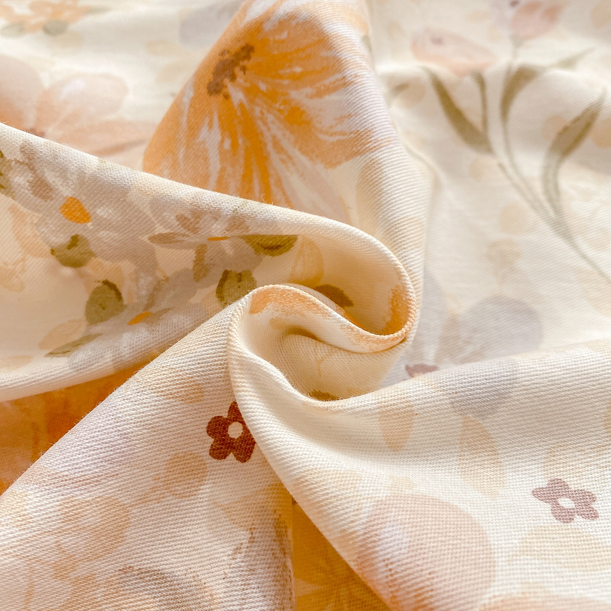 91家纺网 家纺一手货源 找家纺 花梦欣 2026新款全棉印花单品系列2花卉款-单枕套 苏糖咖