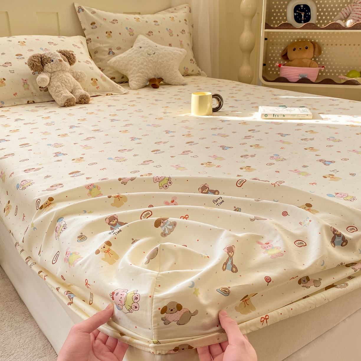 花梦欣 2026新款全棉印花单品系列3简约卡通款-单床笠 韩系小萌物