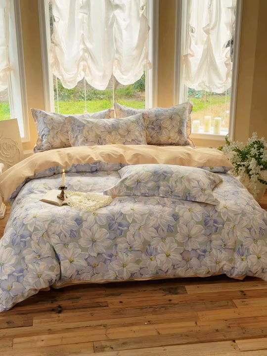 91家纺网 家纺一手货源 找家纺 （总）红淳家纺 2025新款小清新春款12868全棉印花四件套