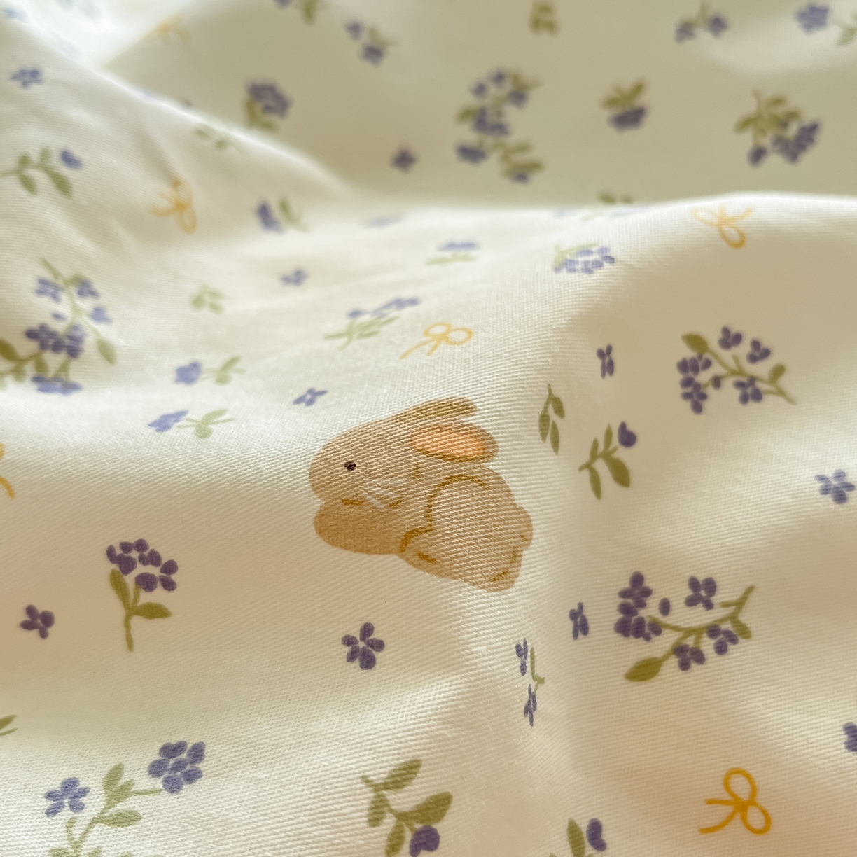 91家纺网 家纺一手货源 找家纺 花梦欣 2026新款全棉印花单品系列2花卉款-单枕套 微花耳耳蓝