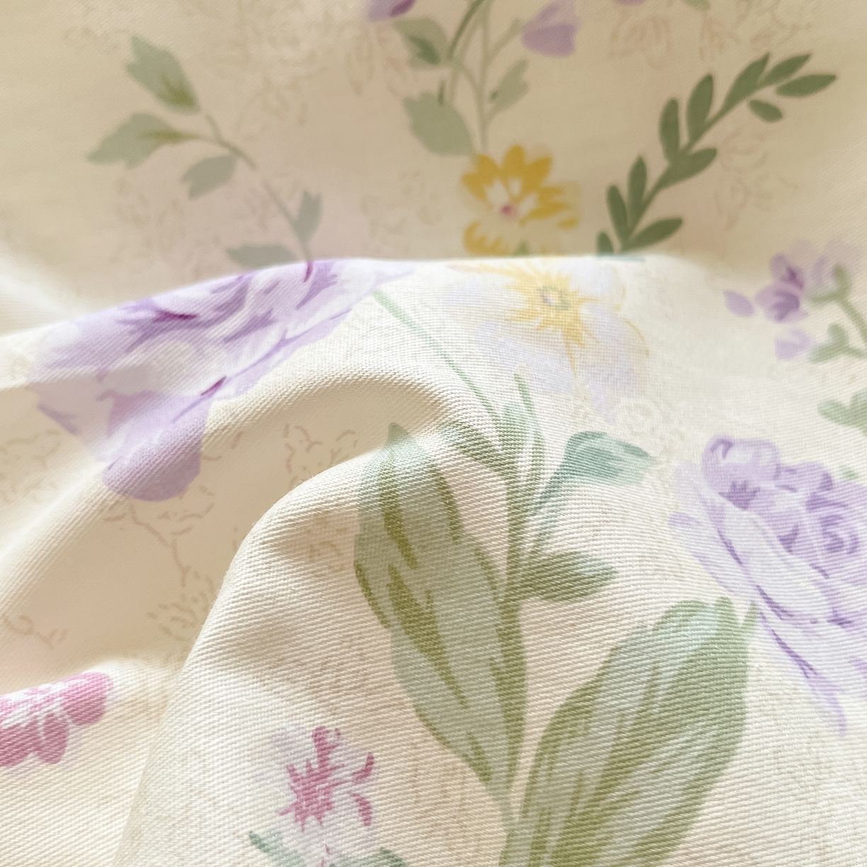 91家纺网 家纺一手货源 找家纺 花梦欣 2026新款全棉印花单品系列2花卉款-单枕套 芜晴花紫