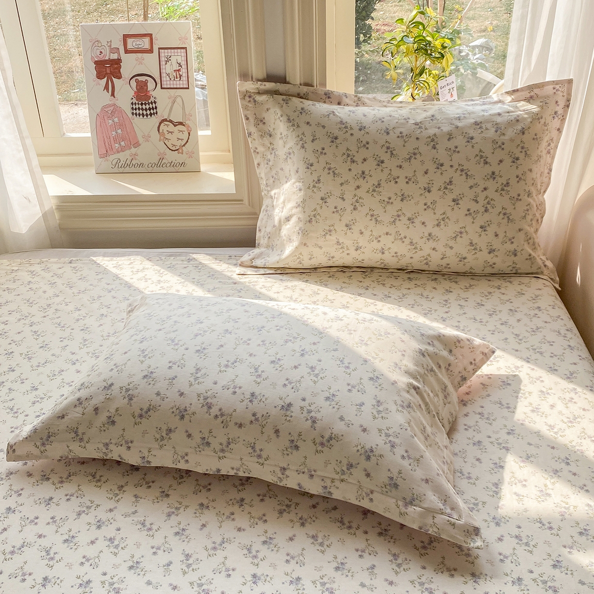 91家纺网 家纺一手货源 找家纺 花梦欣 2026新款全棉印花单品系列2花卉款-单枕套 星辰蔷薇