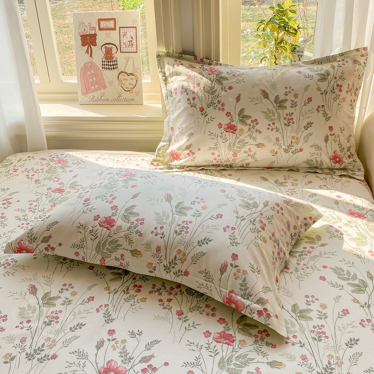 91家纺网 家纺一手货源 找家纺 花梦欣 2026新款全棉印花单品系列2花卉款-单枕套 玉笛花间