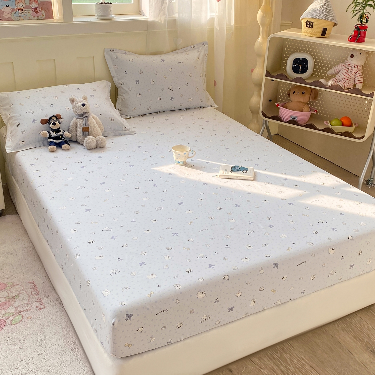 91家纺网 家纺一手货源 找家纺 花梦欣 2026新款全棉印花单品系列3简约卡通款-单床笠 路灯影院