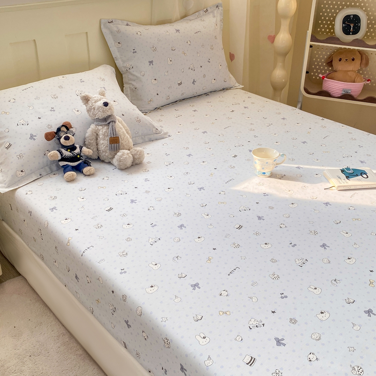 91家纺网 家纺一手货源 找家纺 花梦欣 2026新款全棉印花单品系列3简约卡通款-单床笠 路灯影院