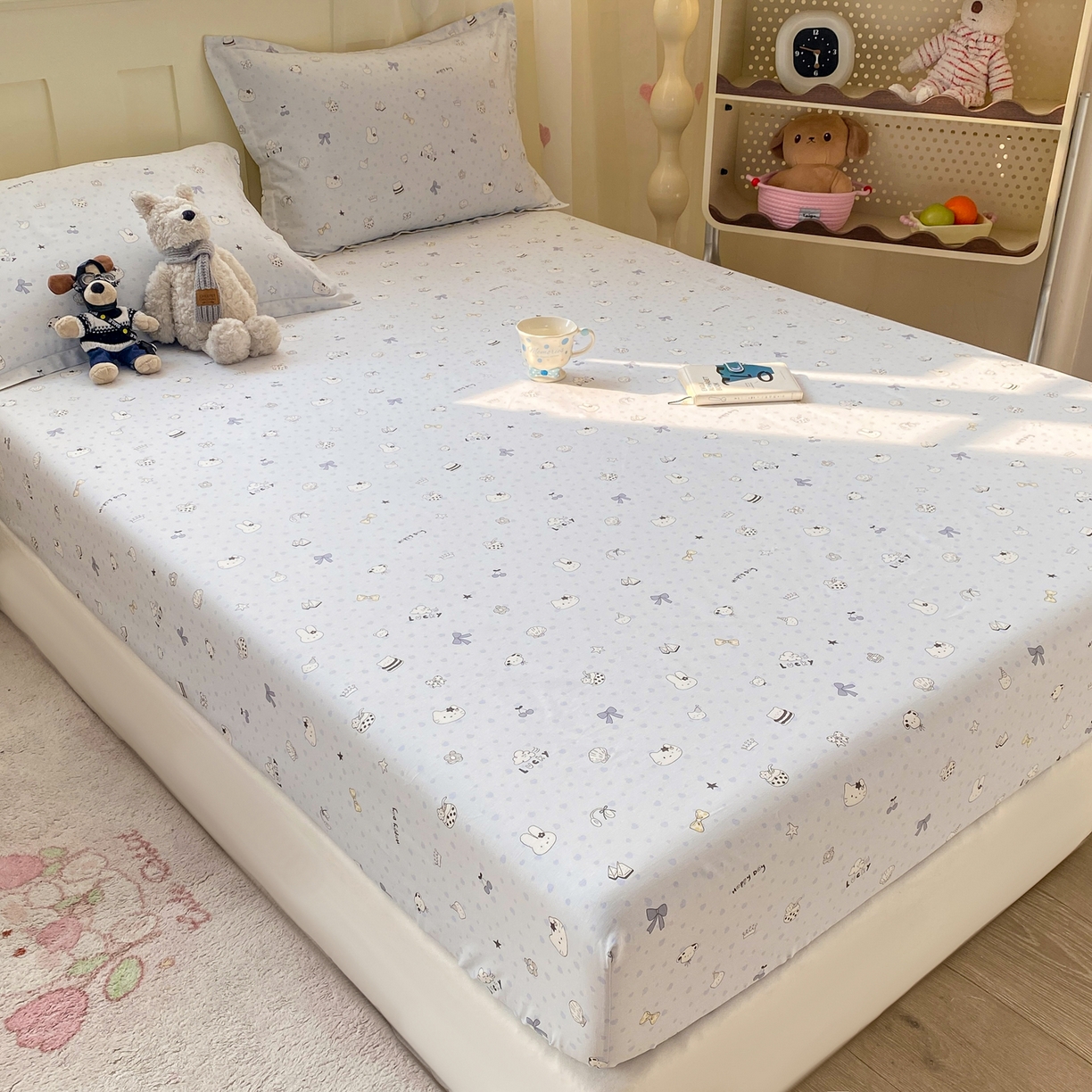 91家纺网 家纺一手货源 找家纺 花梦欣 2026新款全棉印花单品系列3简约卡通款-单床笠 路灯影院