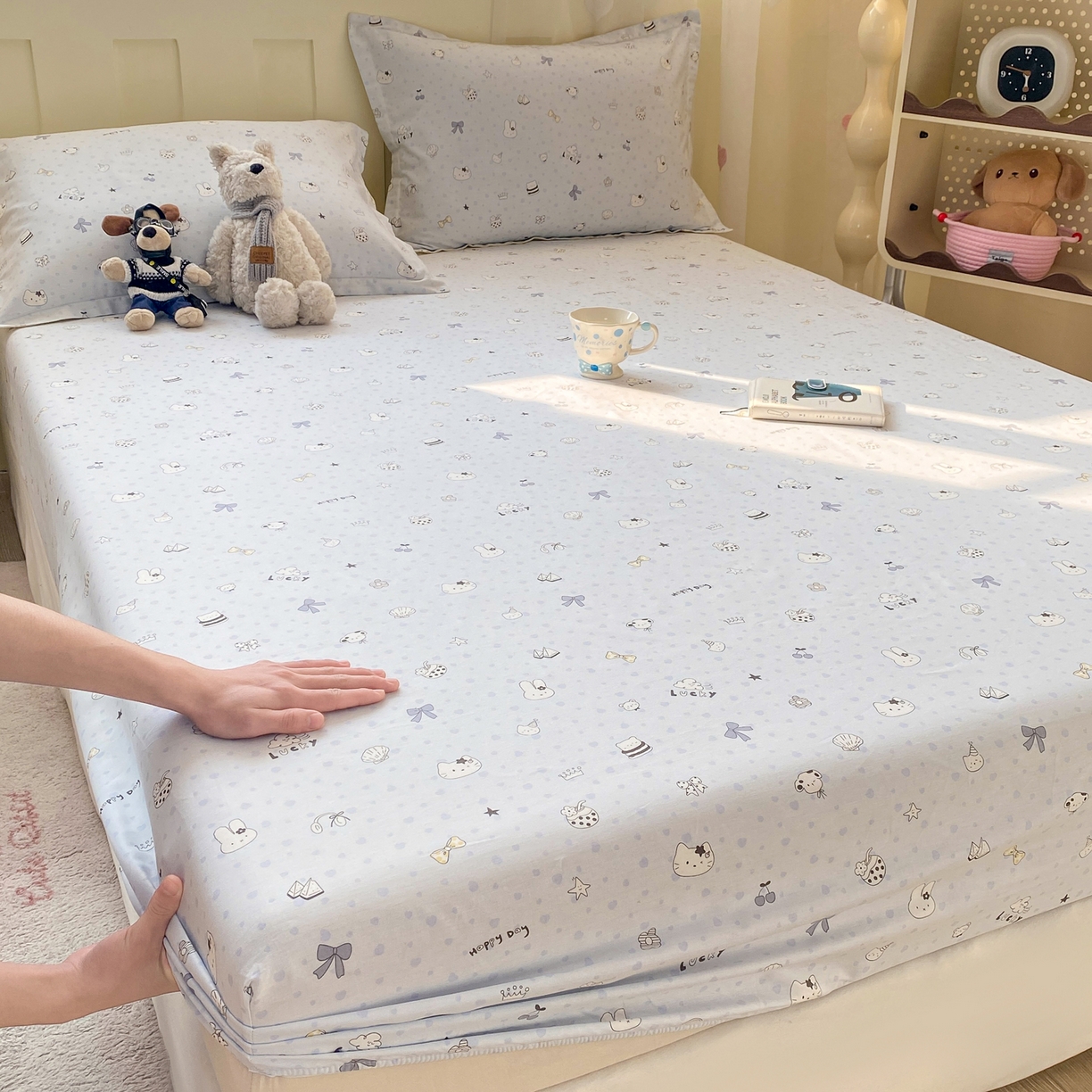 91家纺网 家纺一手货源 找家纺 花梦欣 2026新款全棉印花单品系列3简约卡通款-单床笠 路灯影院