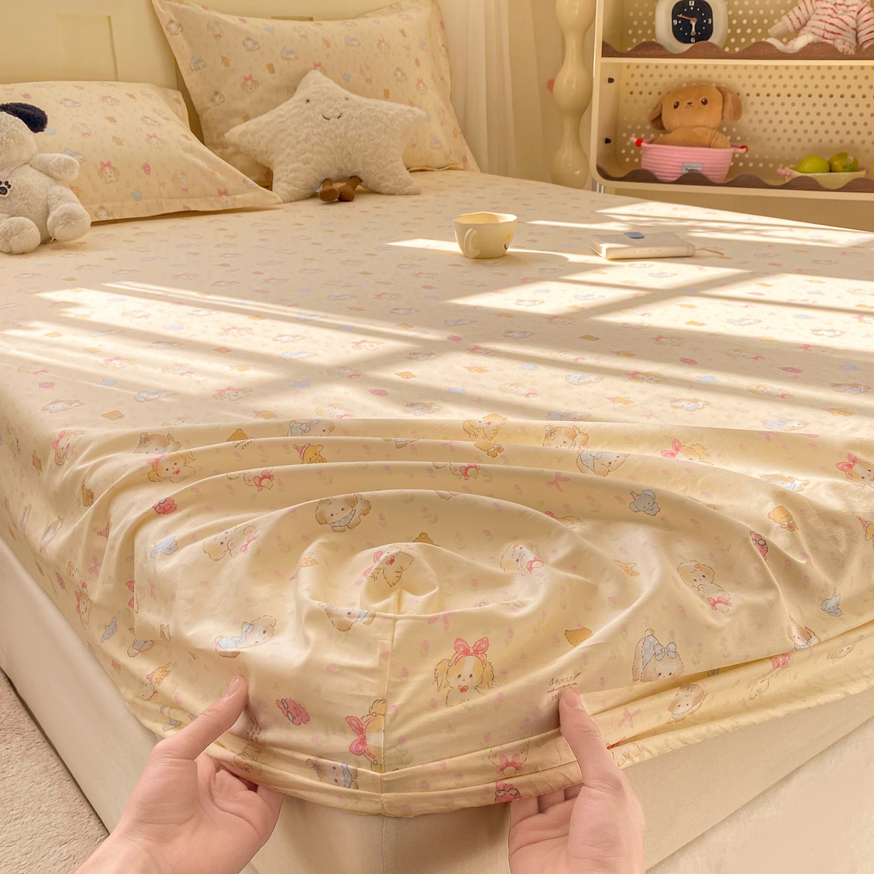 花梦欣 2026新款全棉印花单品系列3简约卡通款-单床笠 萌趣汪汪