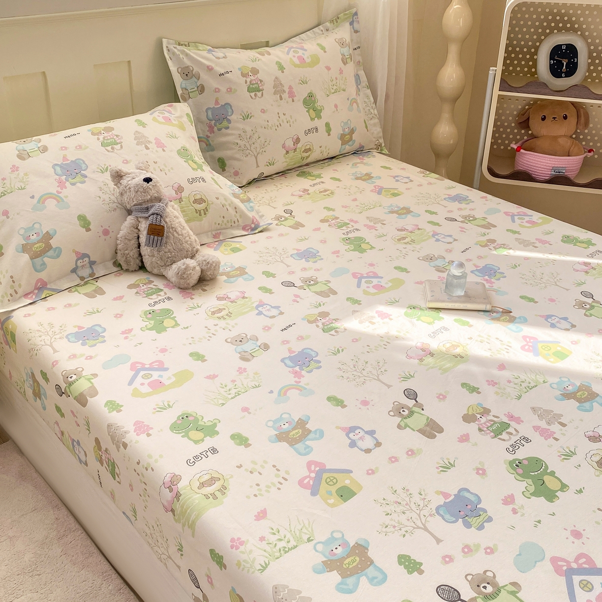 91家纺网 家纺一手货源 找家纺 花梦欣 2026新款全棉印花单品系列3简约卡通款-单床笠 妙趣乐园