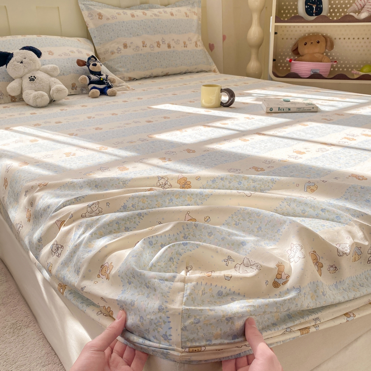 花梦欣 2026新款全棉印花单品系列3简约卡通款-单床笠 三小只