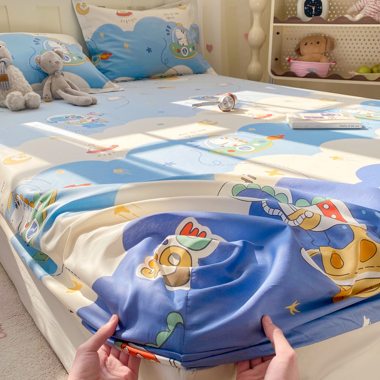 花梦欣 2026新款全棉印花单品系列3简约卡通款-单床笠 星际漫游记