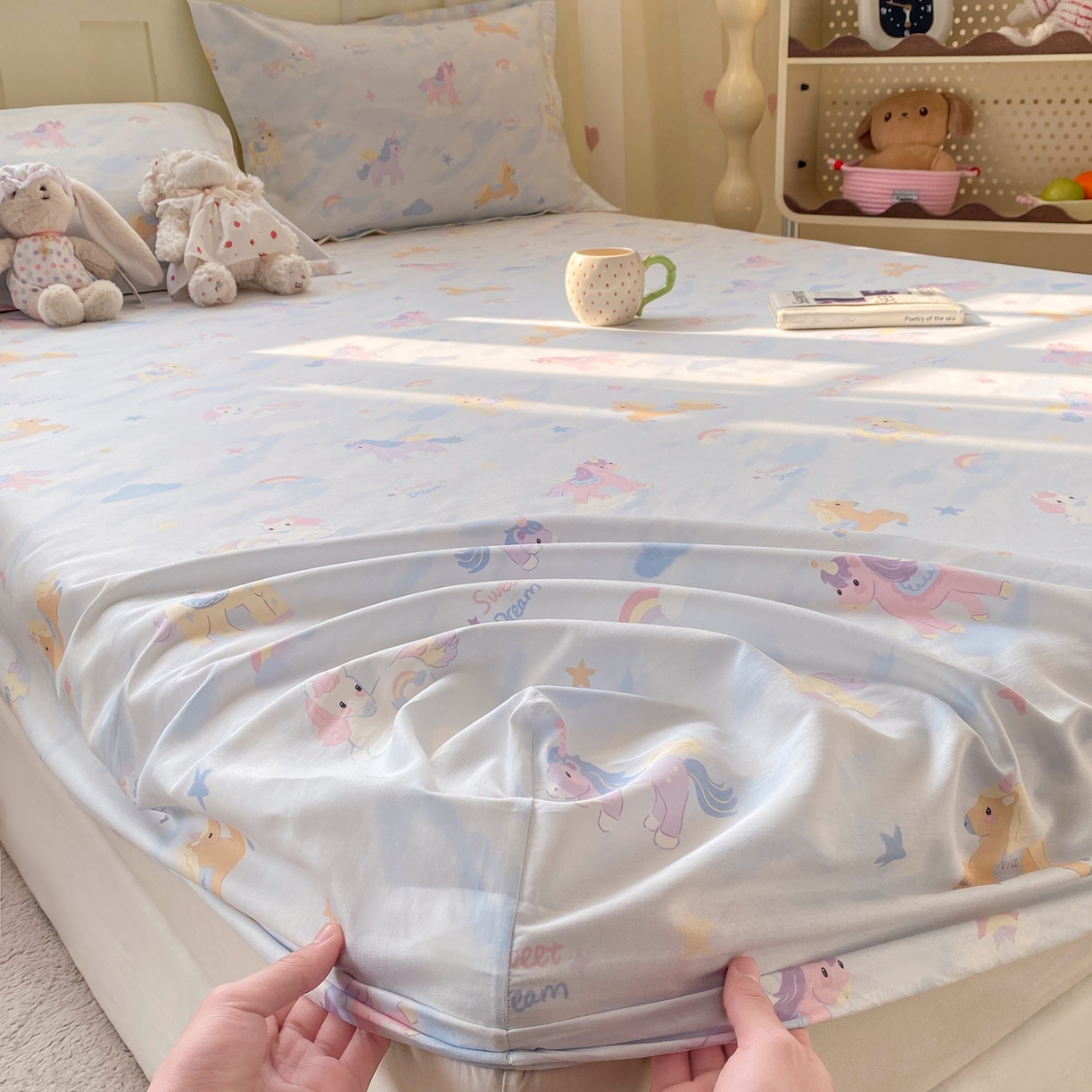 花梦欣 2026新款全棉印花单品系列3简约卡通款-单床笠 星芒小马