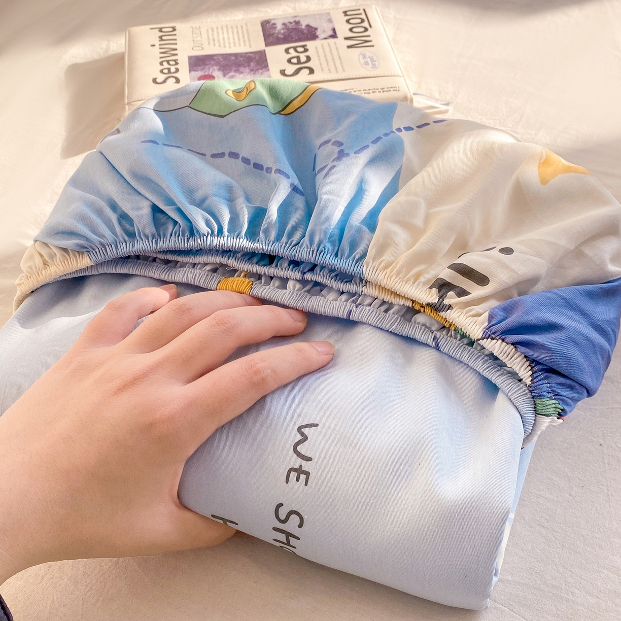 91家纺网 家纺一手货源 找家纺 花梦欣 2026新款全棉印花单品系列3简约卡通款-单床笠 星梦童话