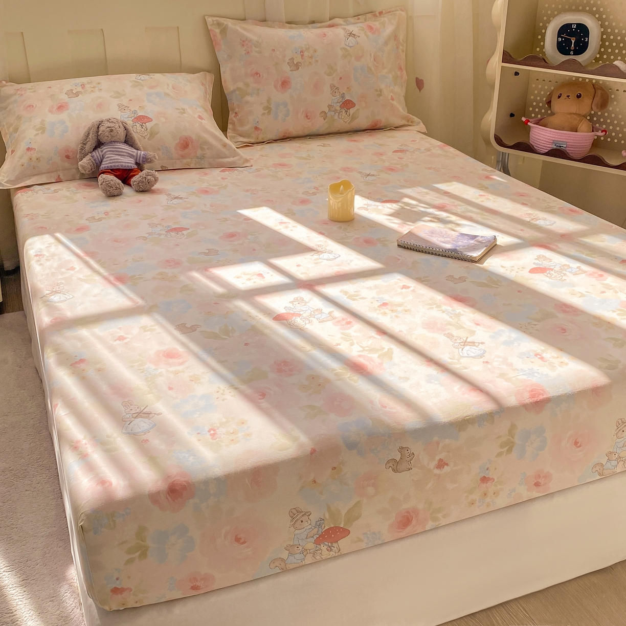 91家纺网 家纺一手货源 找家纺 花梦欣 2026新款全棉印花单品系列3简约卡通款-单床笠 油画弦音