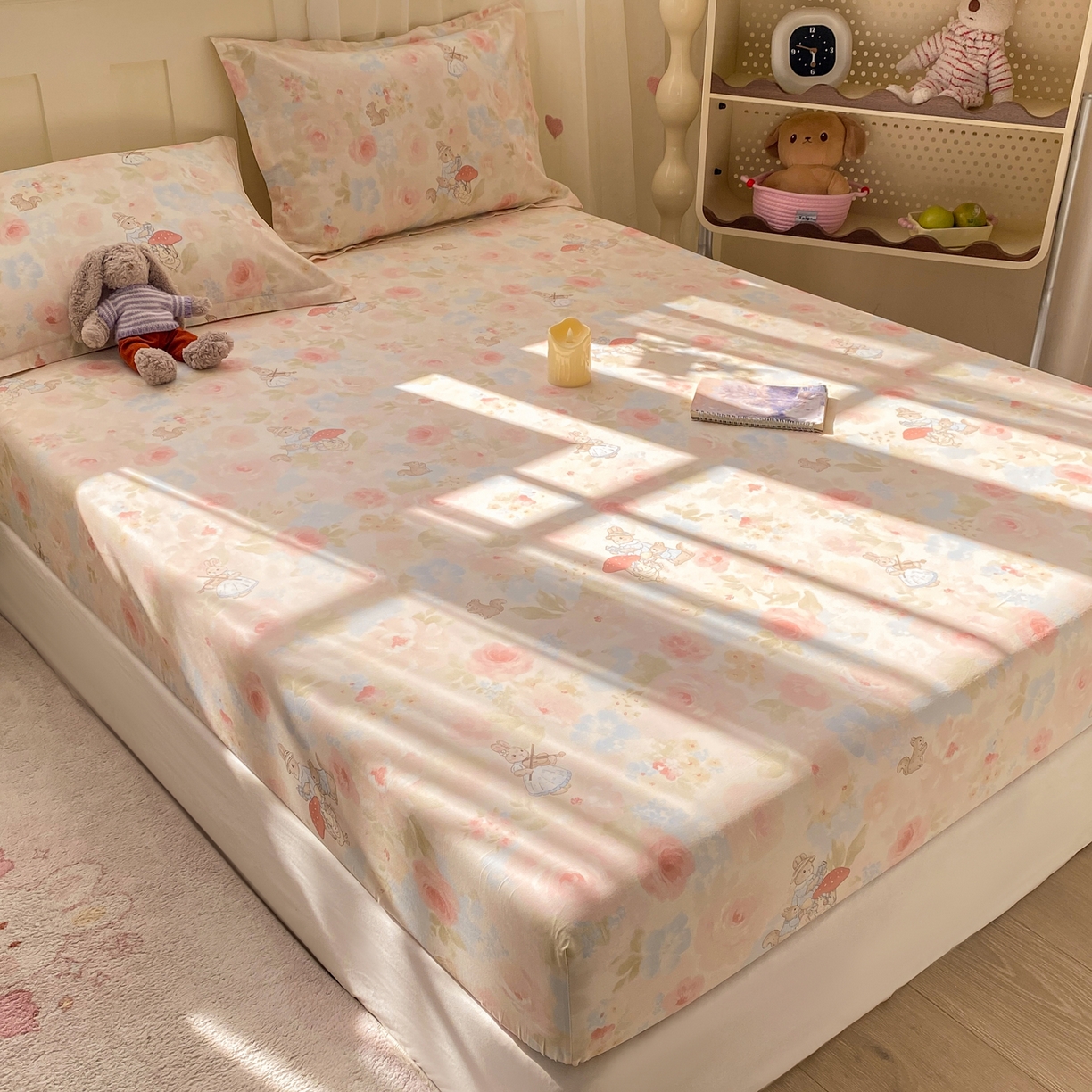 91家纺网 家纺一手货源 找家纺 花梦欣 2026新款全棉印花单品系列3简约卡通款-单床笠 油画弦音