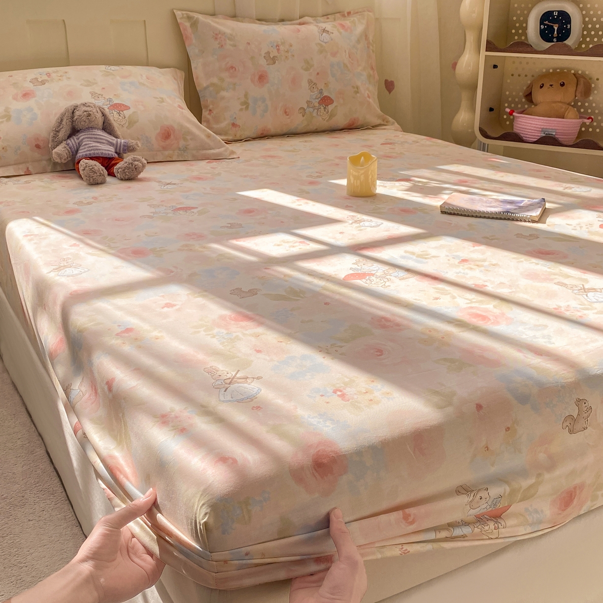 91家纺网 家纺一手货源 找家纺 花梦欣 2026新款全棉印花单品系列3简约卡通款-单床笠 油画弦音