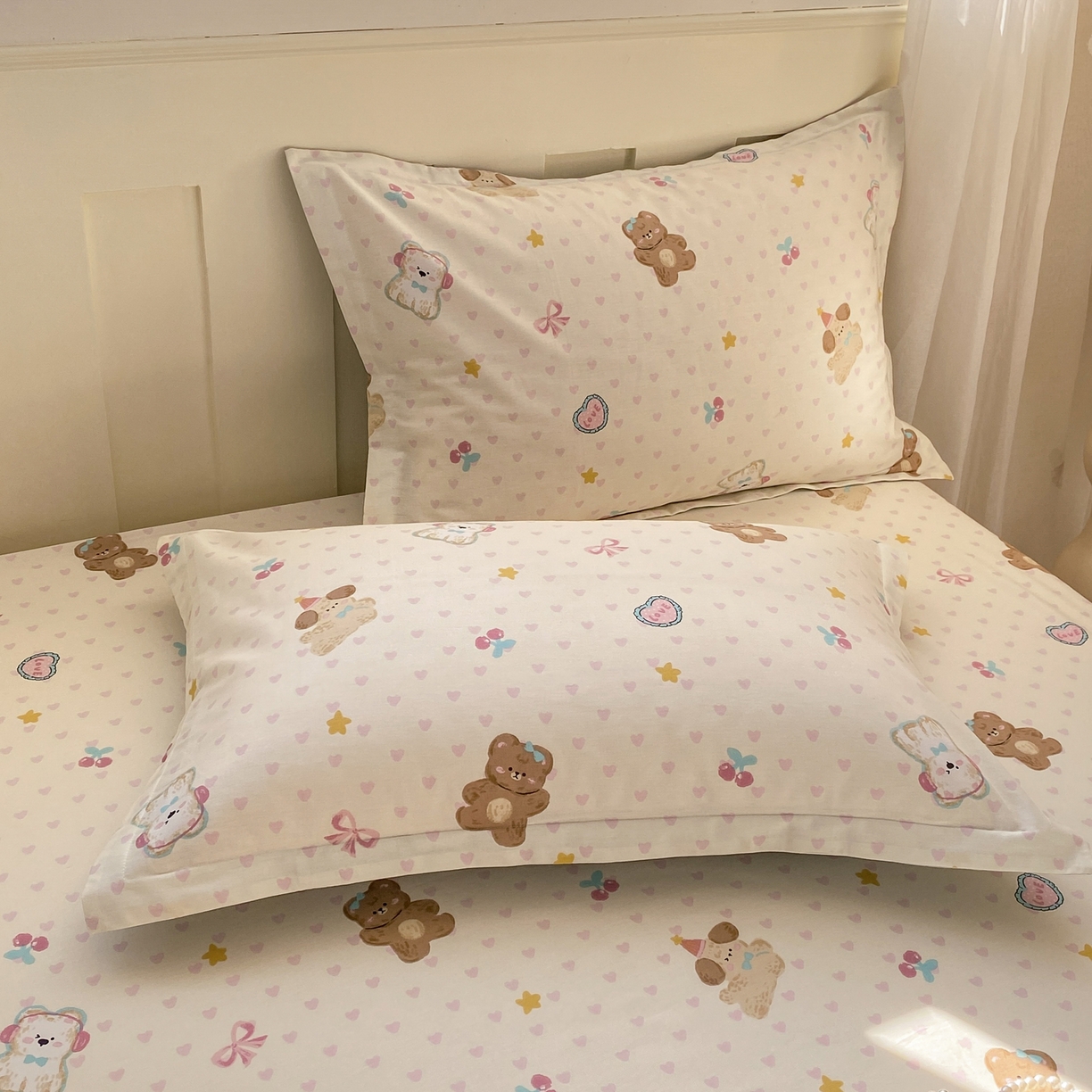 91家纺网 家纺一手货源 找家纺 花梦欣 2026新款全棉印花单品系列3简约卡通款-单床笠 芋泥小狗