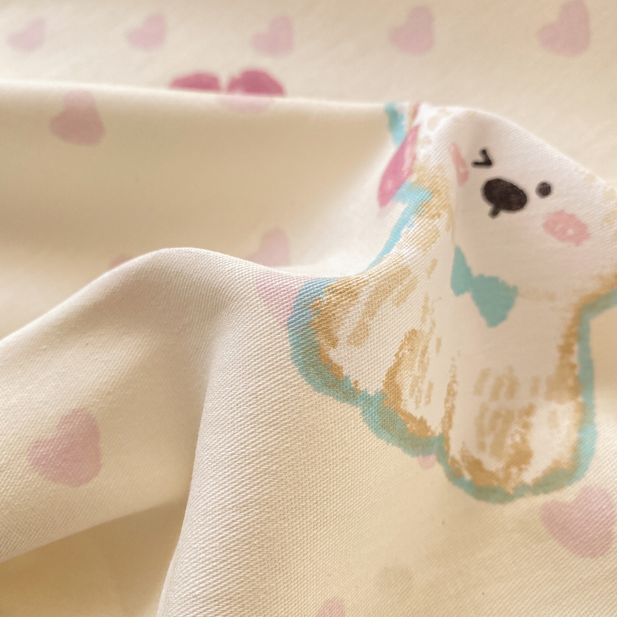 91家纺网 家纺一手货源 找家纺 花梦欣 2026新款全棉印花单品系列3简约卡通款-单床笠 芋泥小狗