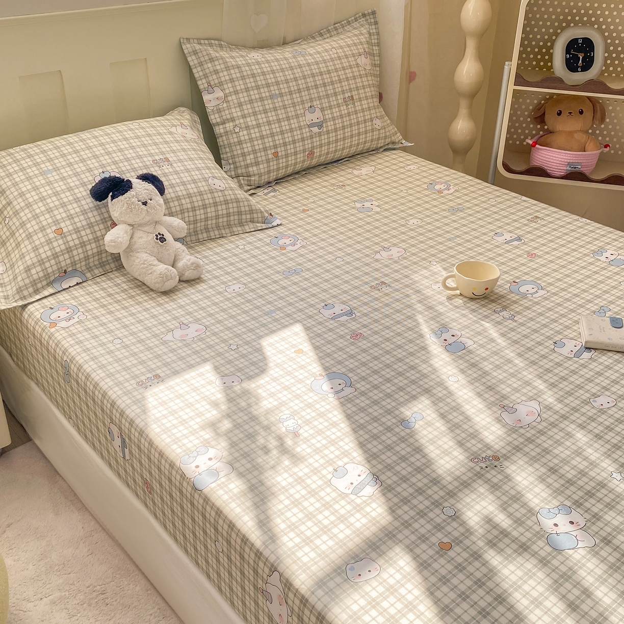 91家纺网 家纺一手货源 找家纺 花梦欣 2026新款全棉印花单品系列3简约卡通款-单床笠 元气小布