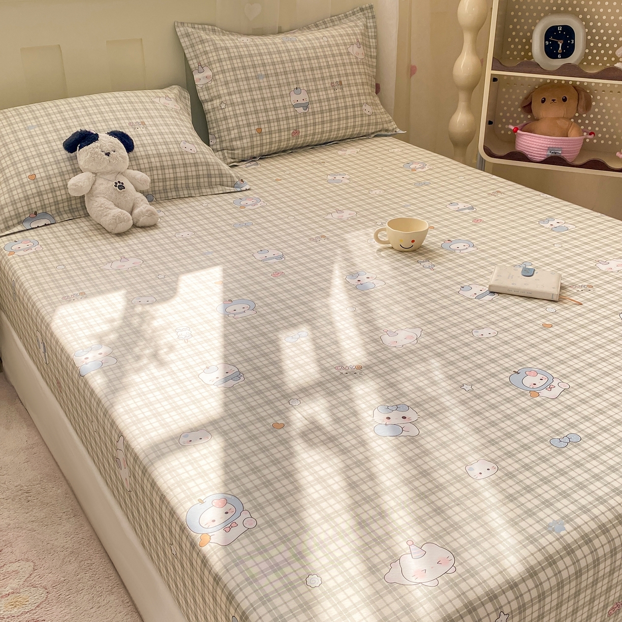 91家纺网 家纺一手货源 找家纺 花梦欣 2026新款全棉印花单品系列3简约卡通款-单床笠 元气小布