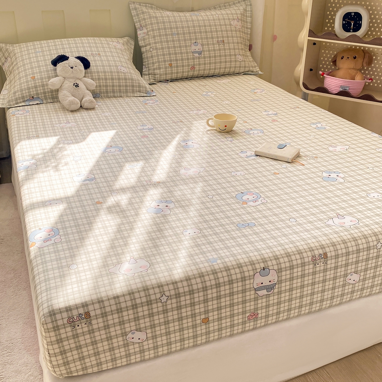 91家纺网 家纺一手货源 找家纺 花梦欣 2026新款全棉印花单品系列3简约卡通款-单床笠 元气小布