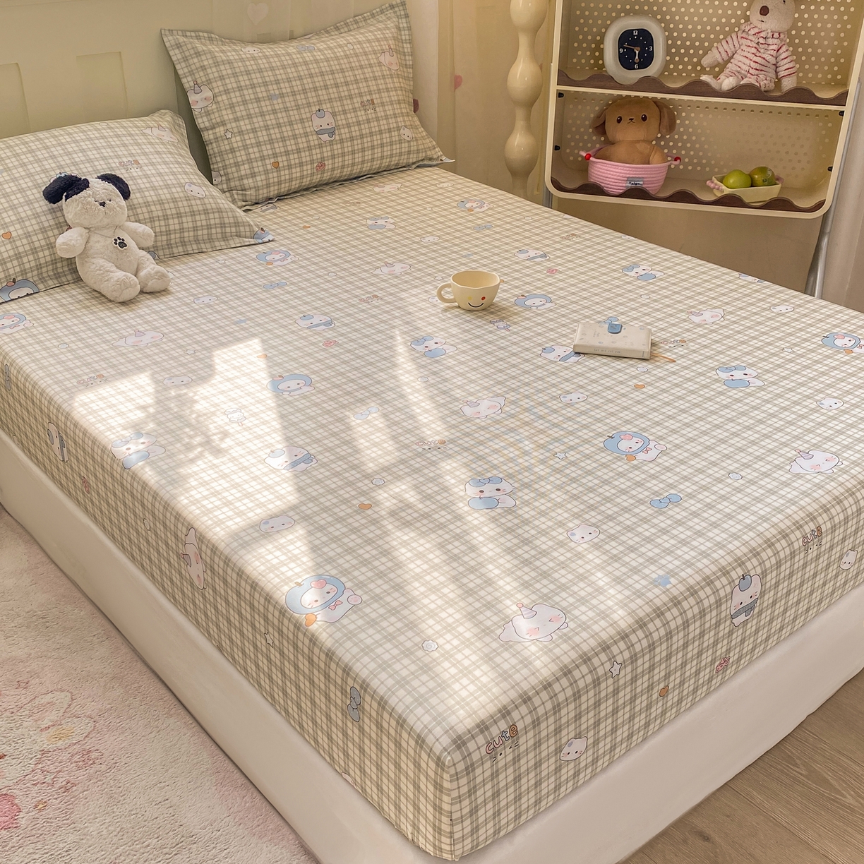 91家纺网 家纺一手货源 找家纺 花梦欣 2026新款全棉印花单品系列3简约卡通款-单床笠 元气小布