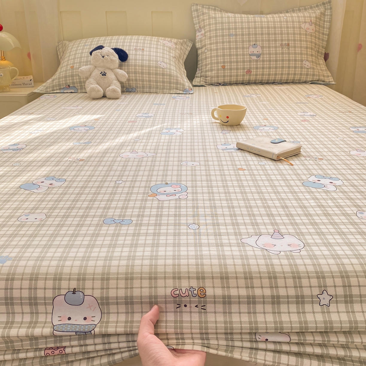 91家纺网 家纺一手货源 找家纺 花梦欣 2026新款全棉印花单品系列3简约卡通款-单床笠 元气小布