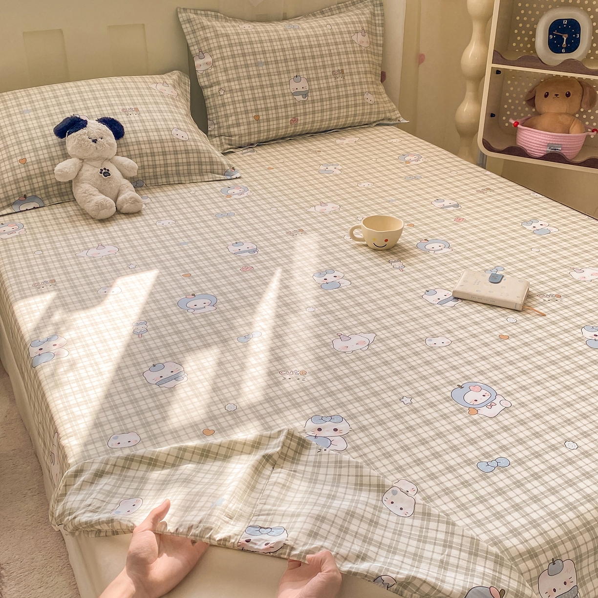 91家纺网 家纺一手货源 找家纺 花梦欣 2026新款全棉印花单品系列3简约卡通款-单床笠 元气小布