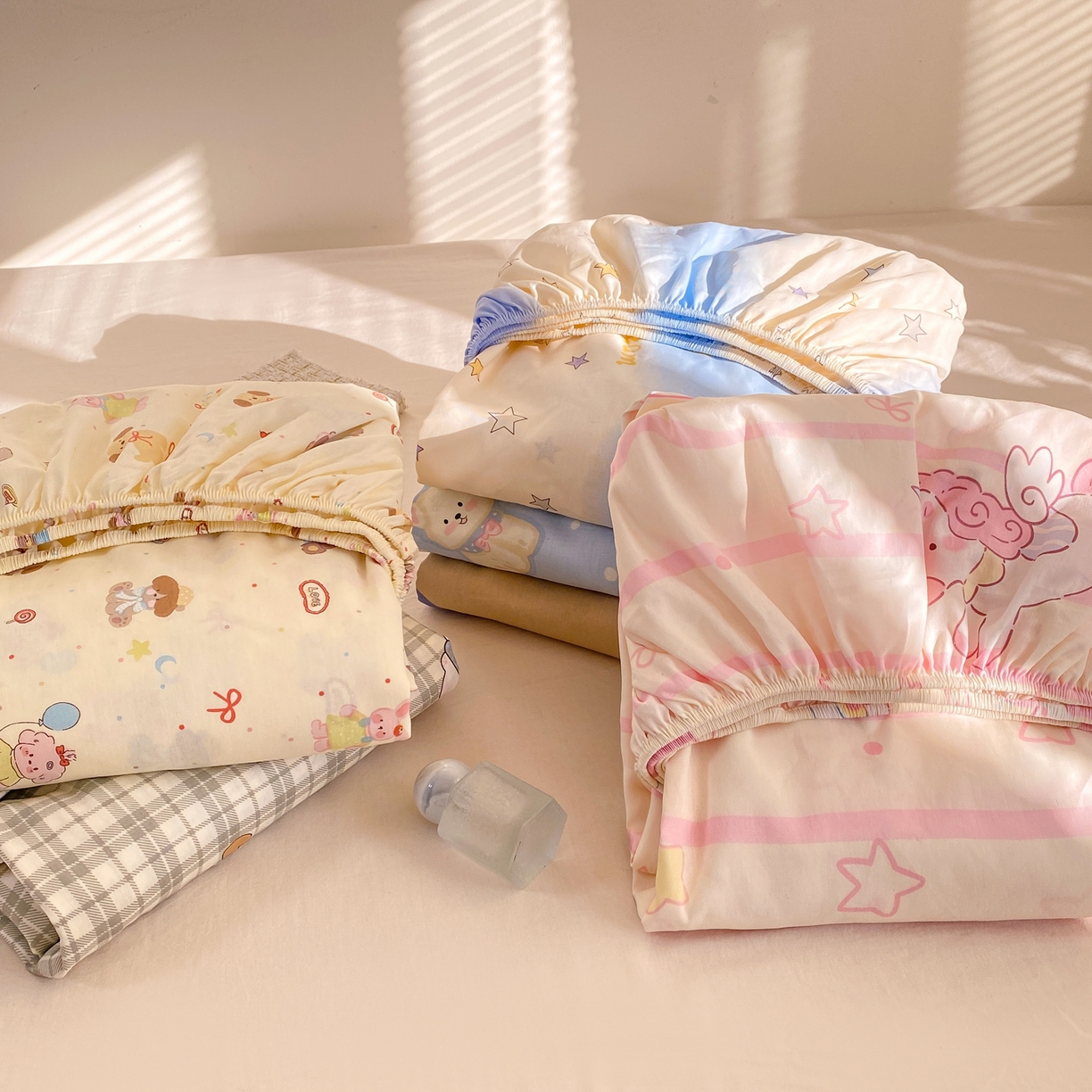 91家纺网 家纺一手货源 找家纺 花梦欣 2026新款全棉印花单品系列3简约卡通款-单床笠 组合