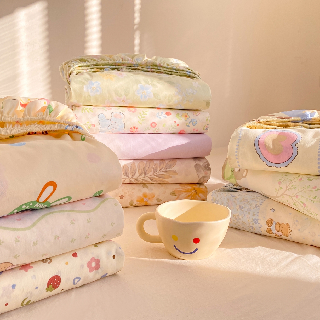 91家纺网 家纺一手货源 找家纺 花梦欣 2026新款全棉印花单品系列3简约卡通款-单床笠 组合