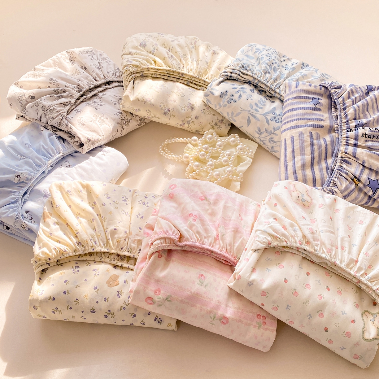 91家纺网 家纺一手货源 找家纺 花梦欣 2026新款全棉印花单品系列3简约卡通款-单床笠 组合