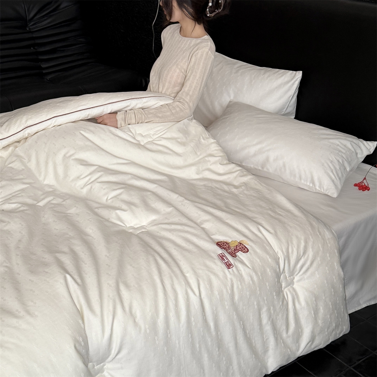 91家纺网 家纺一手货源 找家纺 （总）鹿班家居 2026春季新品全棉提花+刺绣55%大豆被系列-纳福 标准会员-20元