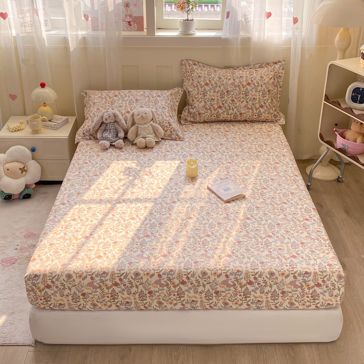 91家纺网 家纺一手货源 找家纺 花梦欣 2026新款全棉印花单品系列2花卉款-单床笠 京都花园