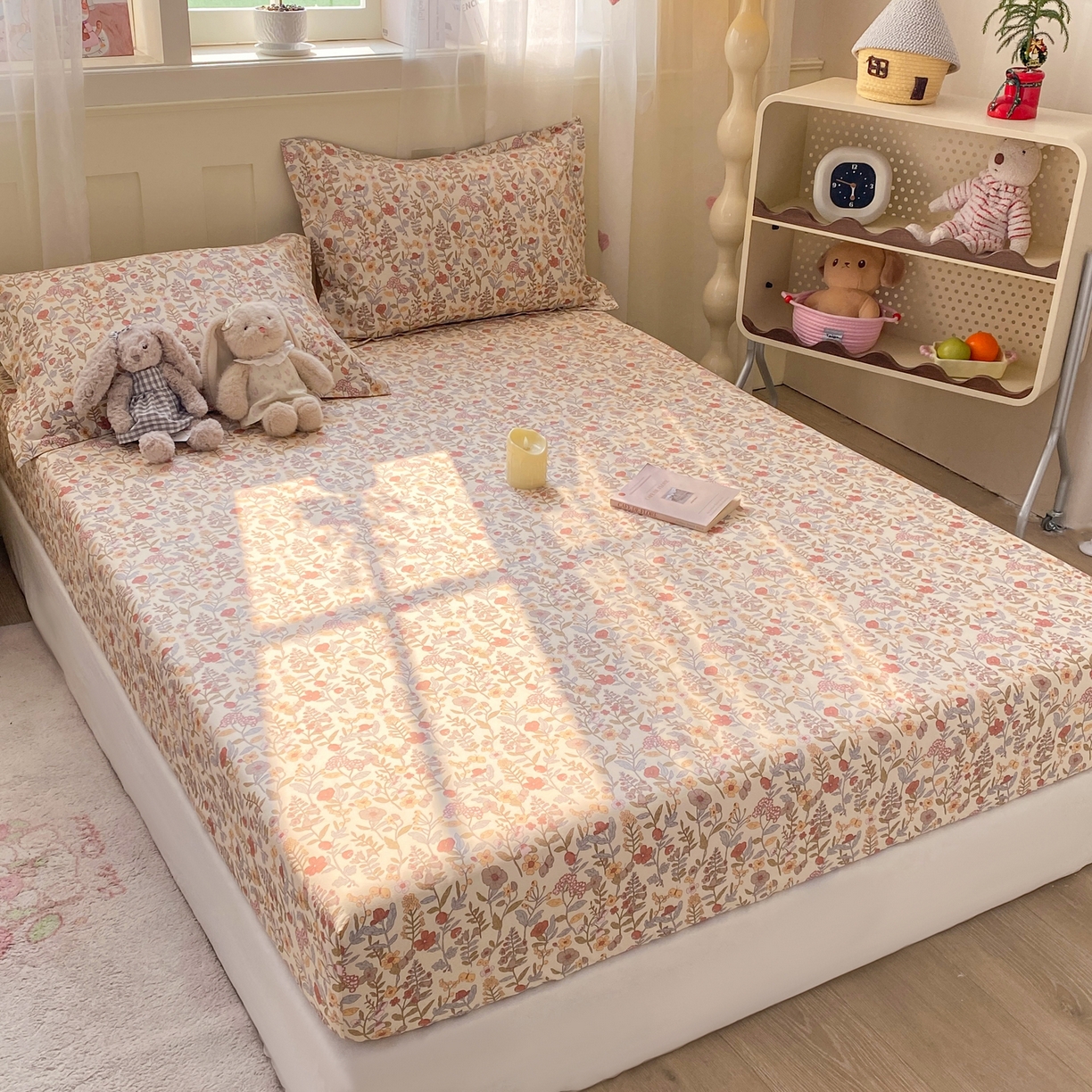 91家纺网 家纺一手货源 找家纺 花梦欣 2026新款全棉印花单品系列2花卉款-单床笠 京都花园