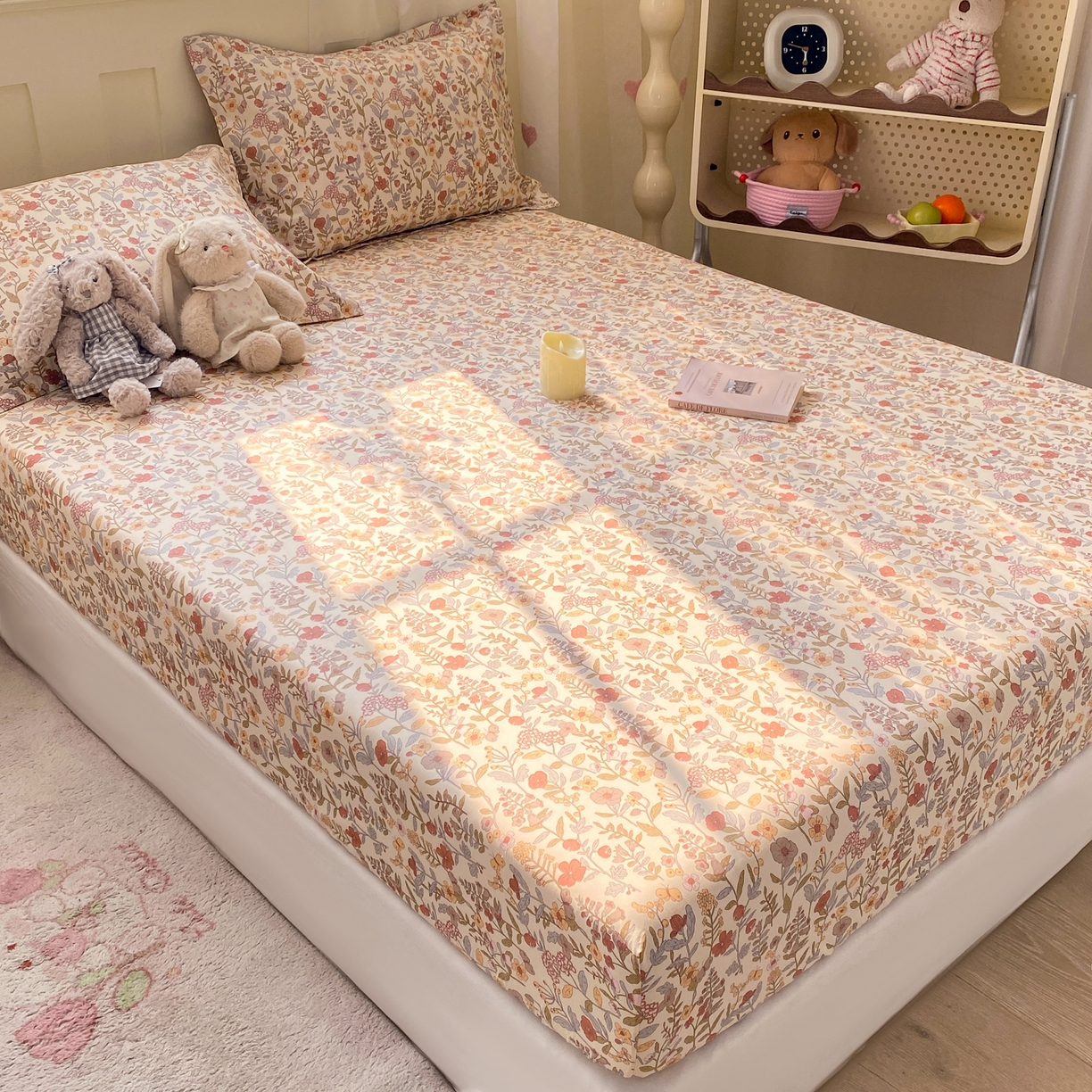 91家纺网 家纺一手货源 找家纺 花梦欣 2026新款全棉印花单品系列2花卉款-单床笠 京都花园