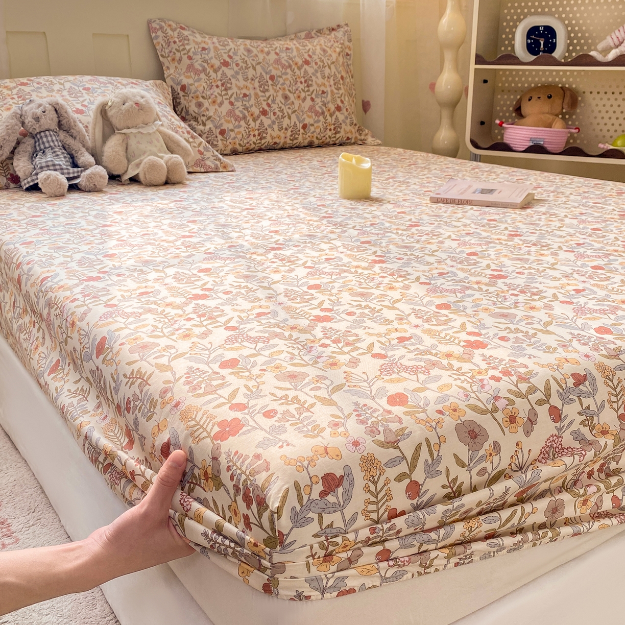 91家纺网 家纺一手货源 找家纺 花梦欣 2026新款全棉印花单品系列2花卉款-单床笠 京都花园