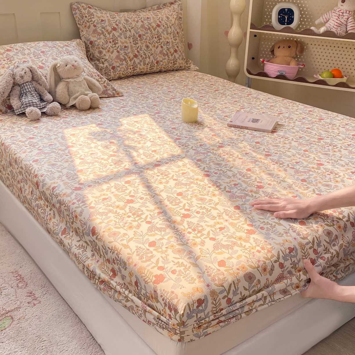 91家纺网 家纺一手货源 找家纺 花梦欣 2026新款全棉印花单品系列2花卉款-单床笠 京都花园