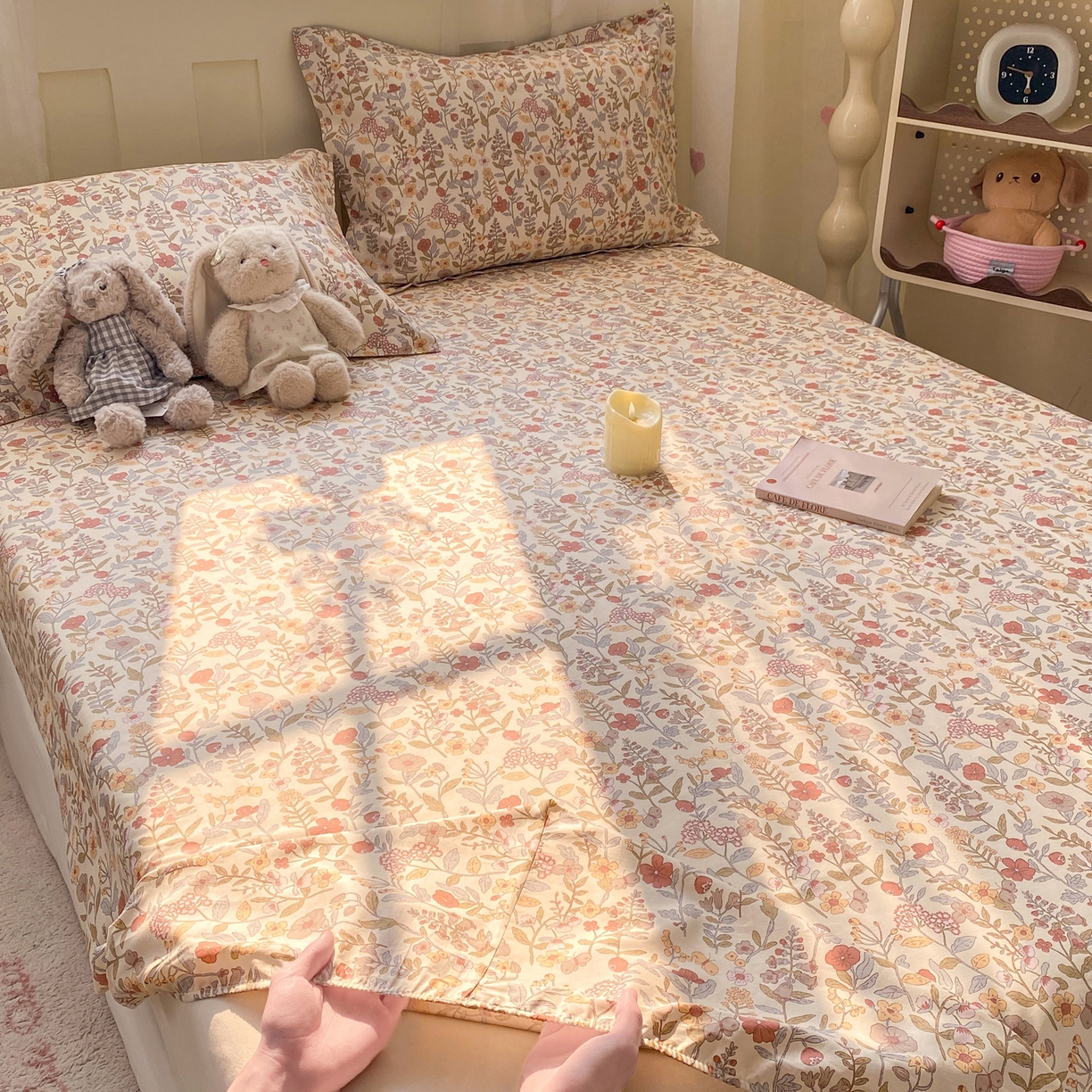 91家纺网 家纺一手货源 找家纺 花梦欣 2026新款全棉印花单品系列2花卉款-单床笠 京都花园