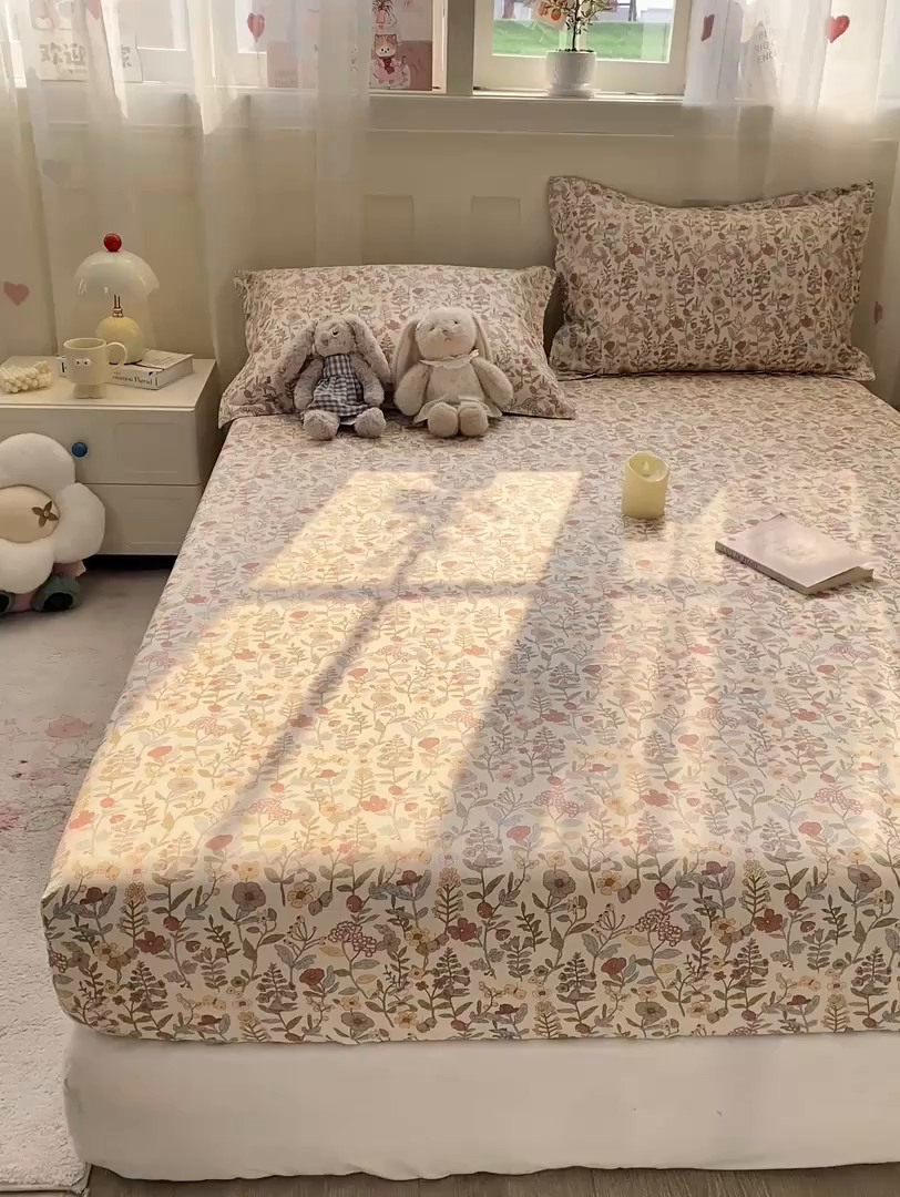91家纺网 家纺一手货源 找家纺 花梦欣 2026新款全棉印花单品系列2花卉款-单床笠 京都花园