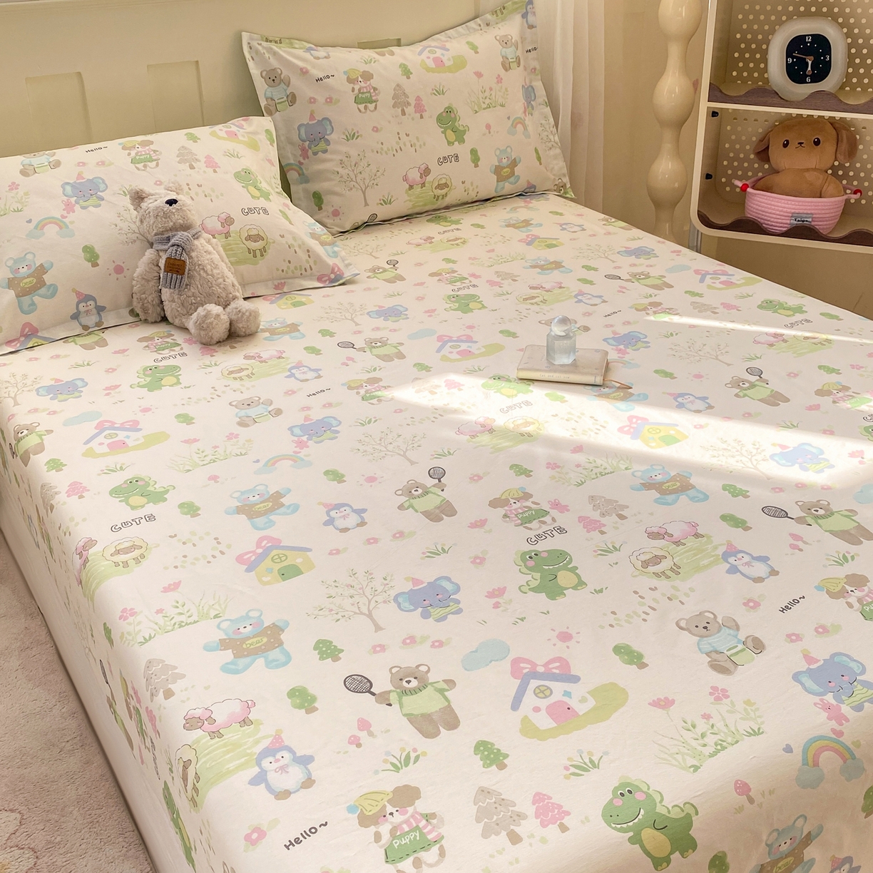 91家纺网 家纺一手货源 找家纺 花梦欣 2026新款全棉印花单品系列2花卉款-单床笠 妙趣乐园