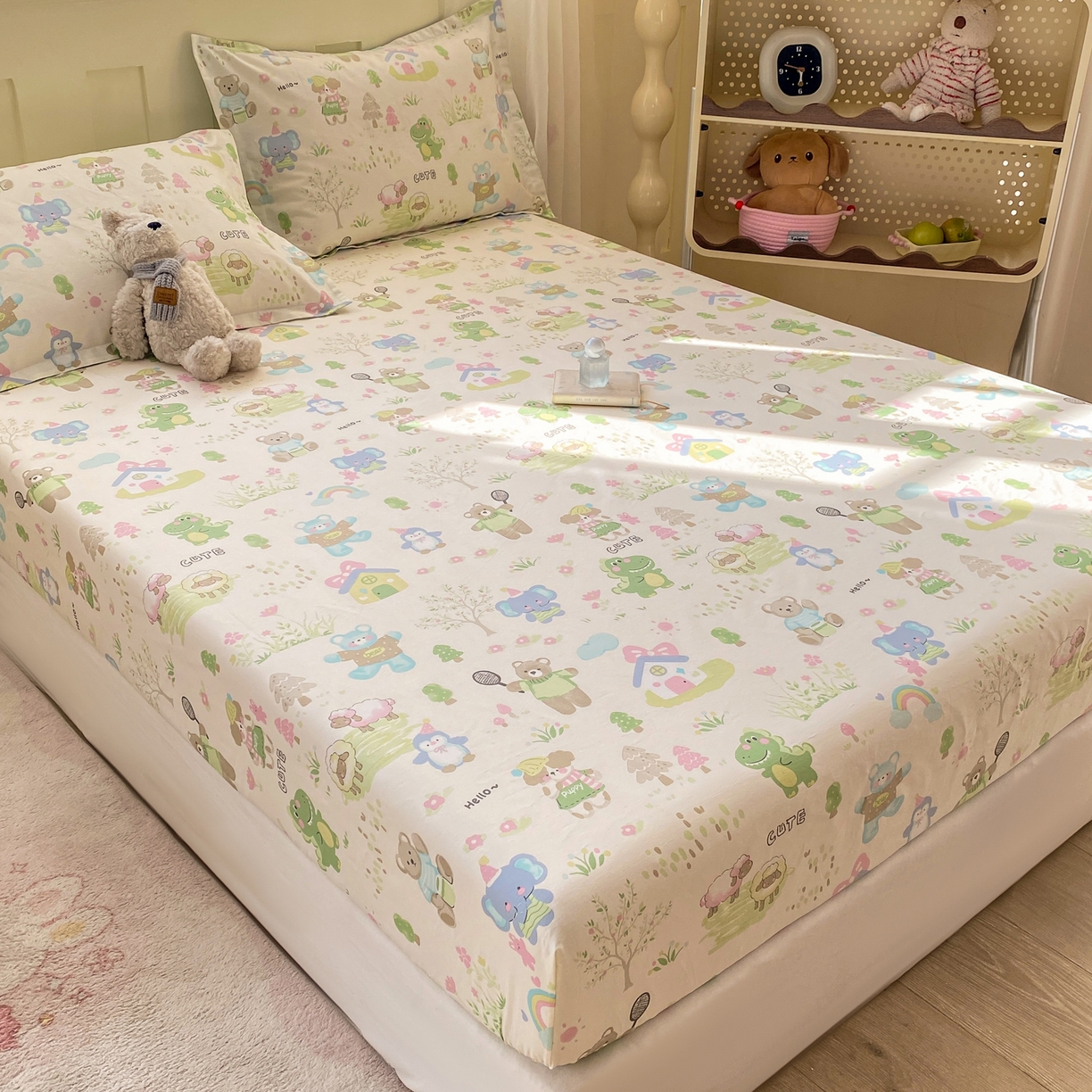 91家纺网 家纺一手货源 找家纺 花梦欣 2026新款全棉印花单品系列2花卉款-单床笠 妙趣乐园