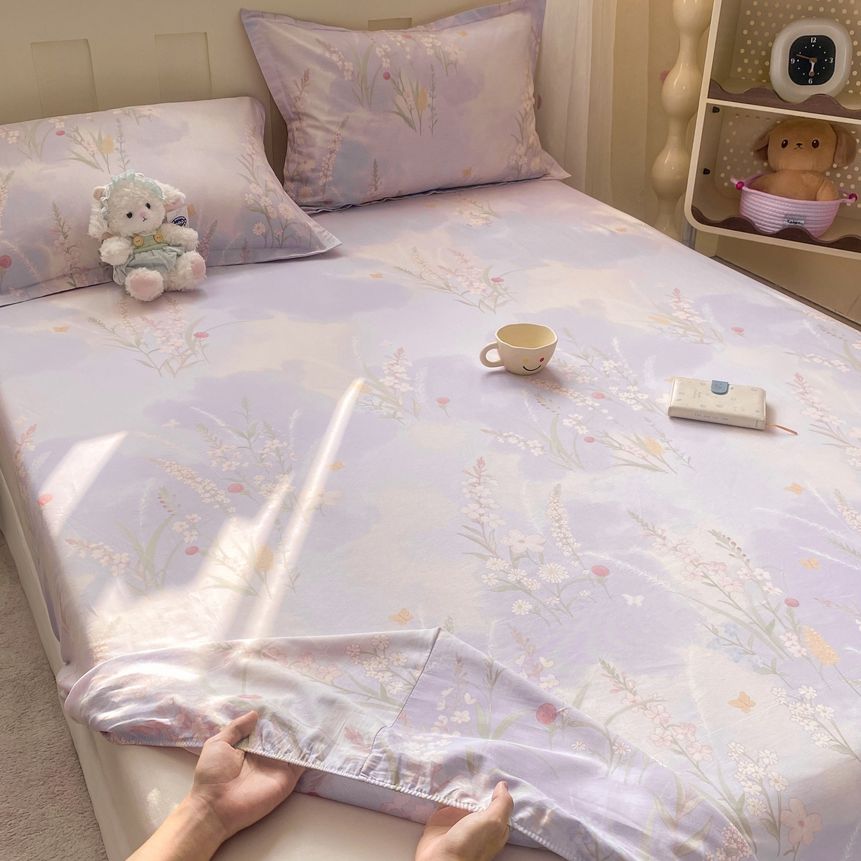 91家纺网 家纺一手货源 找家纺 花梦欣 2026新款全棉印花单品系列2花卉款-单床笠 普罗旺斯