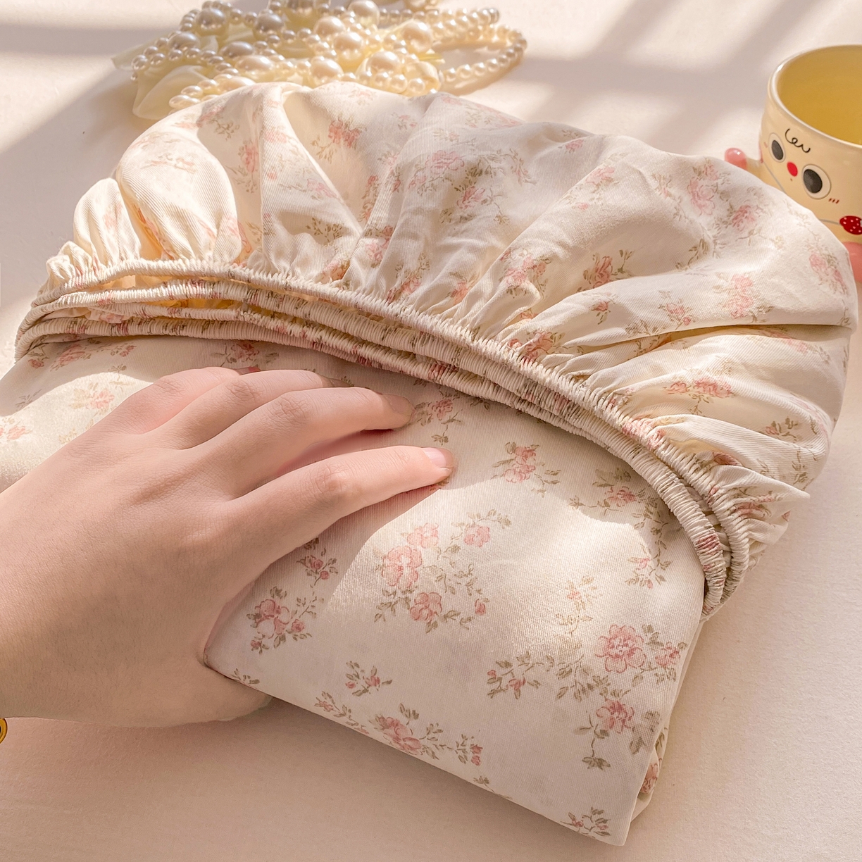 91家纺网 家纺一手货源 找家纺 花梦欣 2026新款全棉印花单品系列2花卉款-单床笠 俏佳人