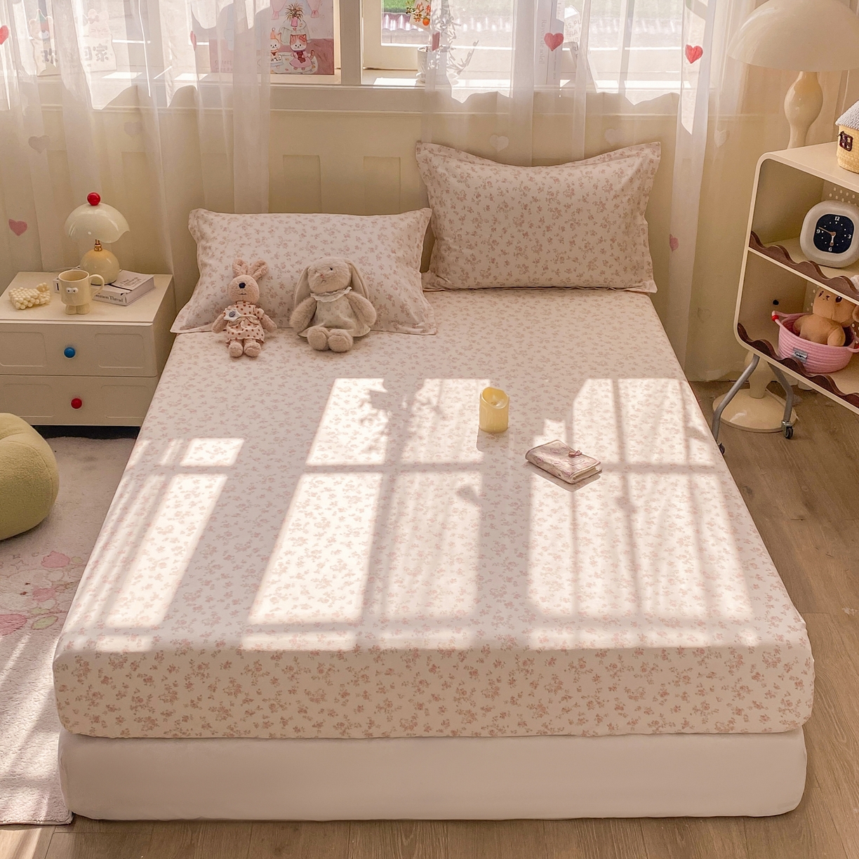 91家纺网 家纺一手货源 找家纺 花梦欣 2026新款全棉印花单品系列2花卉款-单床笠 俏佳人