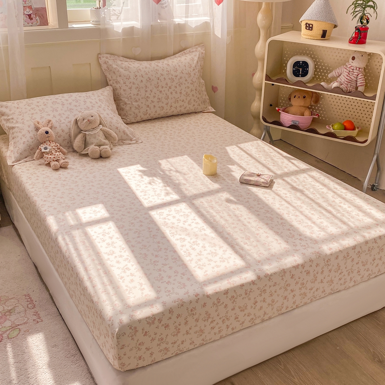 91家纺网 家纺一手货源 找家纺 花梦欣 2026新款全棉印花单品系列2花卉款-单床笠 俏佳人