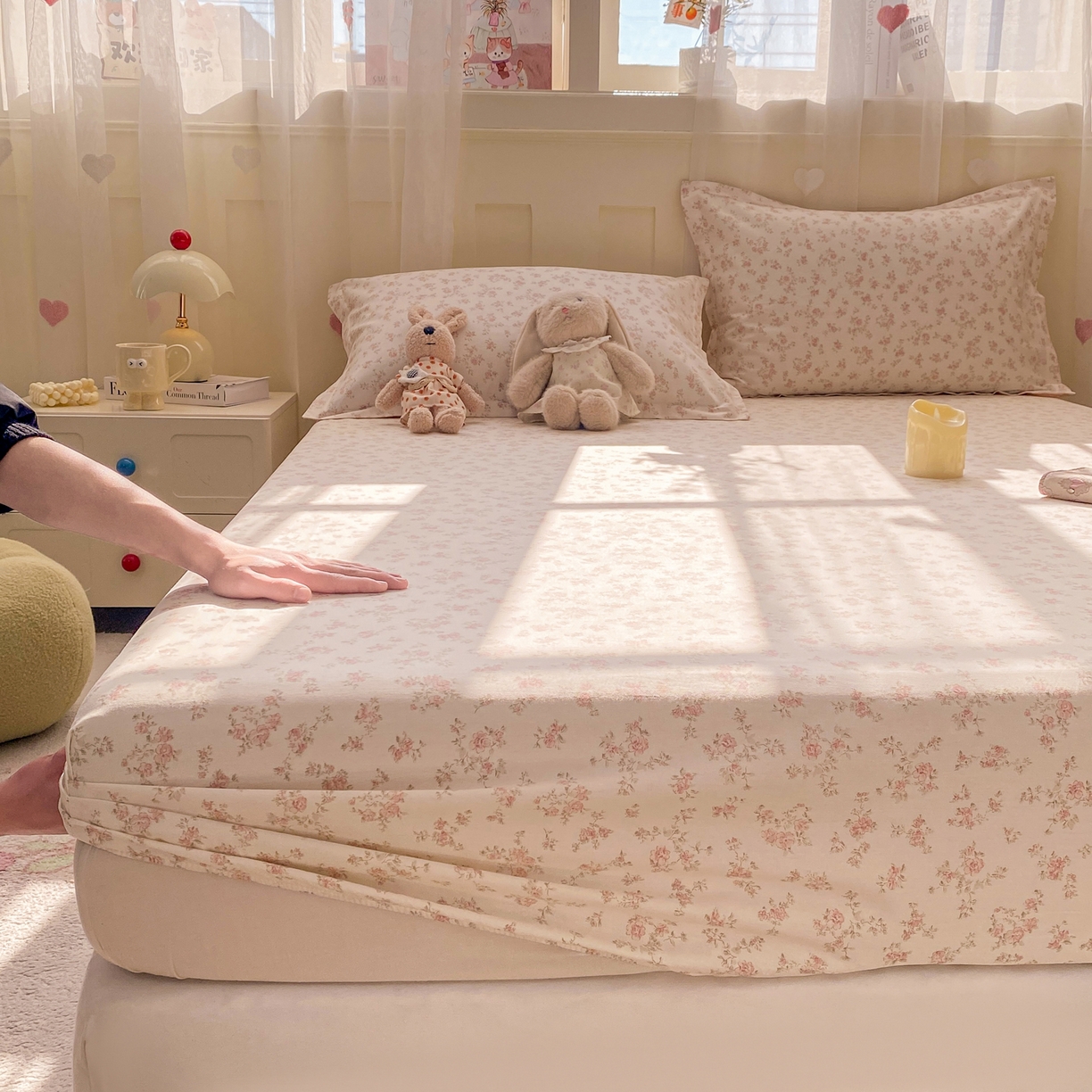 91家纺网 家纺一手货源 找家纺 花梦欣 2026新款全棉印花单品系列2花卉款-单床笠 俏佳人