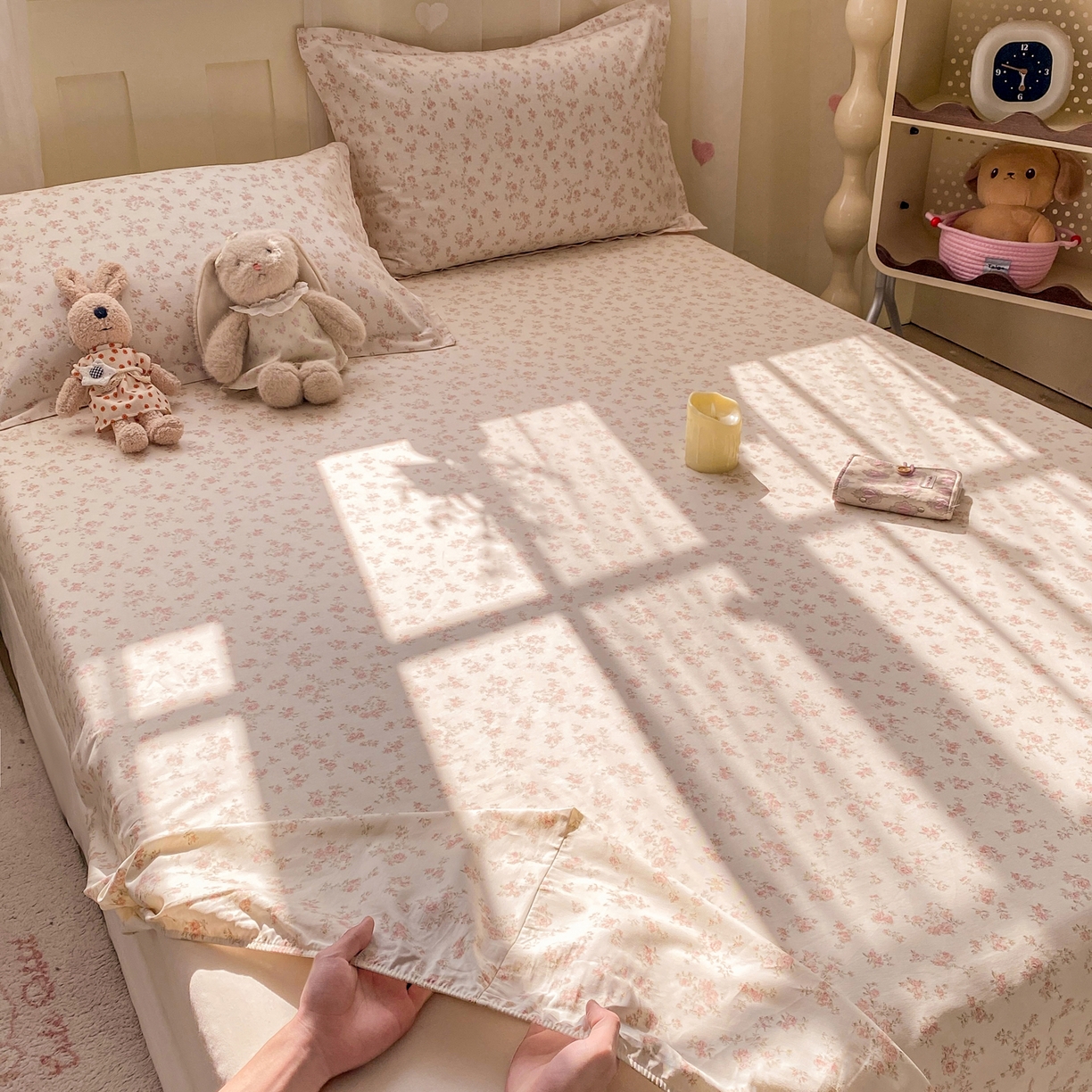 91家纺网 家纺一手货源 找家纺 花梦欣 2026新款全棉印花单品系列2花卉款-单床笠 俏佳人