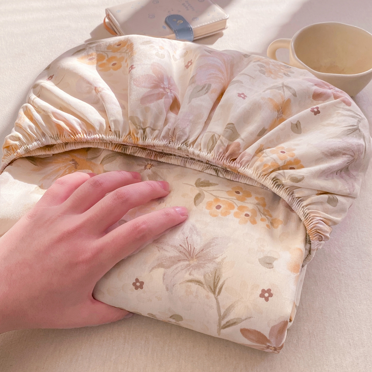 91家纺网 家纺一手货源 找家纺 花梦欣 2026新款全棉印花单品系列2花卉款-单床笠 苏糖粉