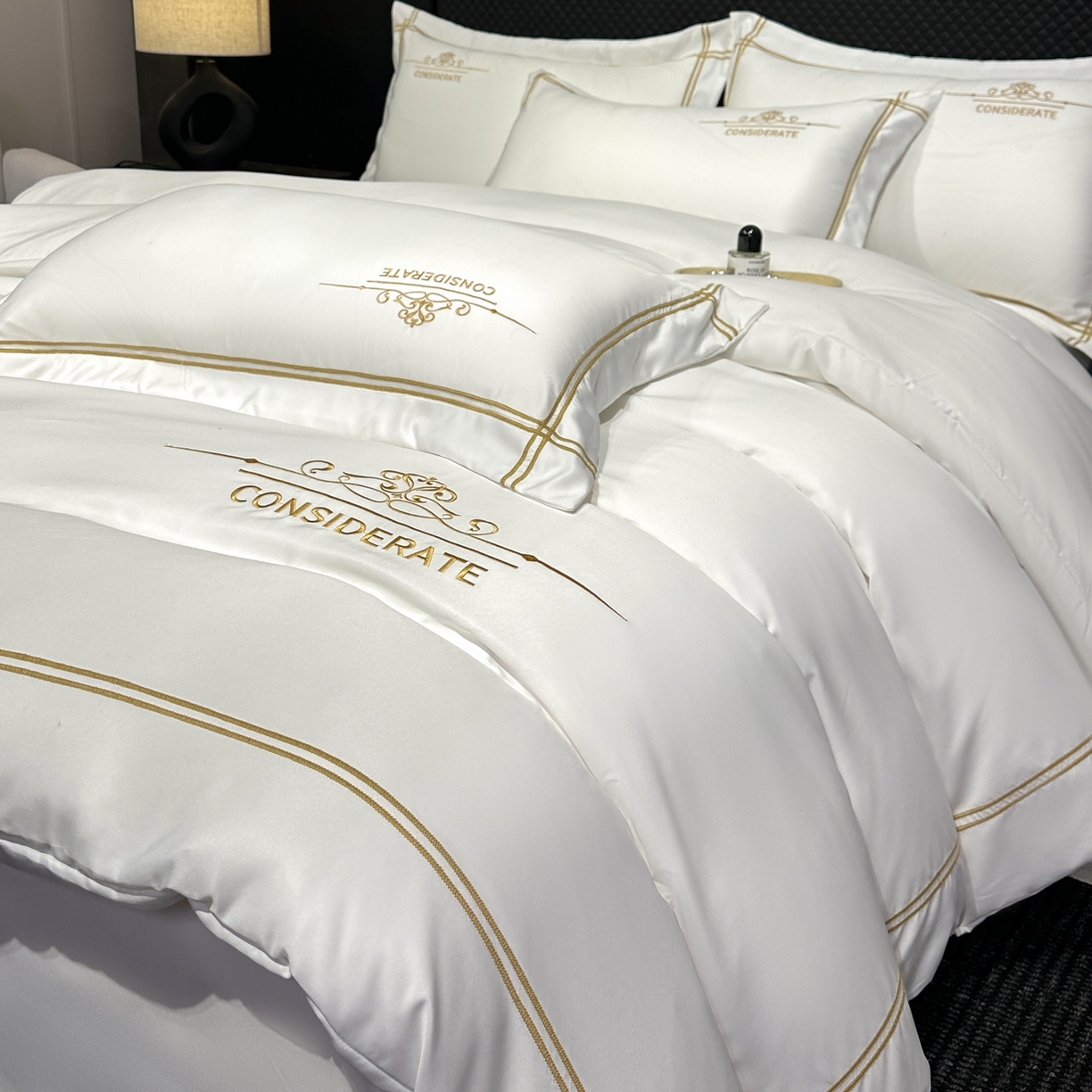 绒掌柜家纺（品质焕新） 2026新款水洗真丝天丝冰丝刺绣四件套-典雅系列 珍珠白