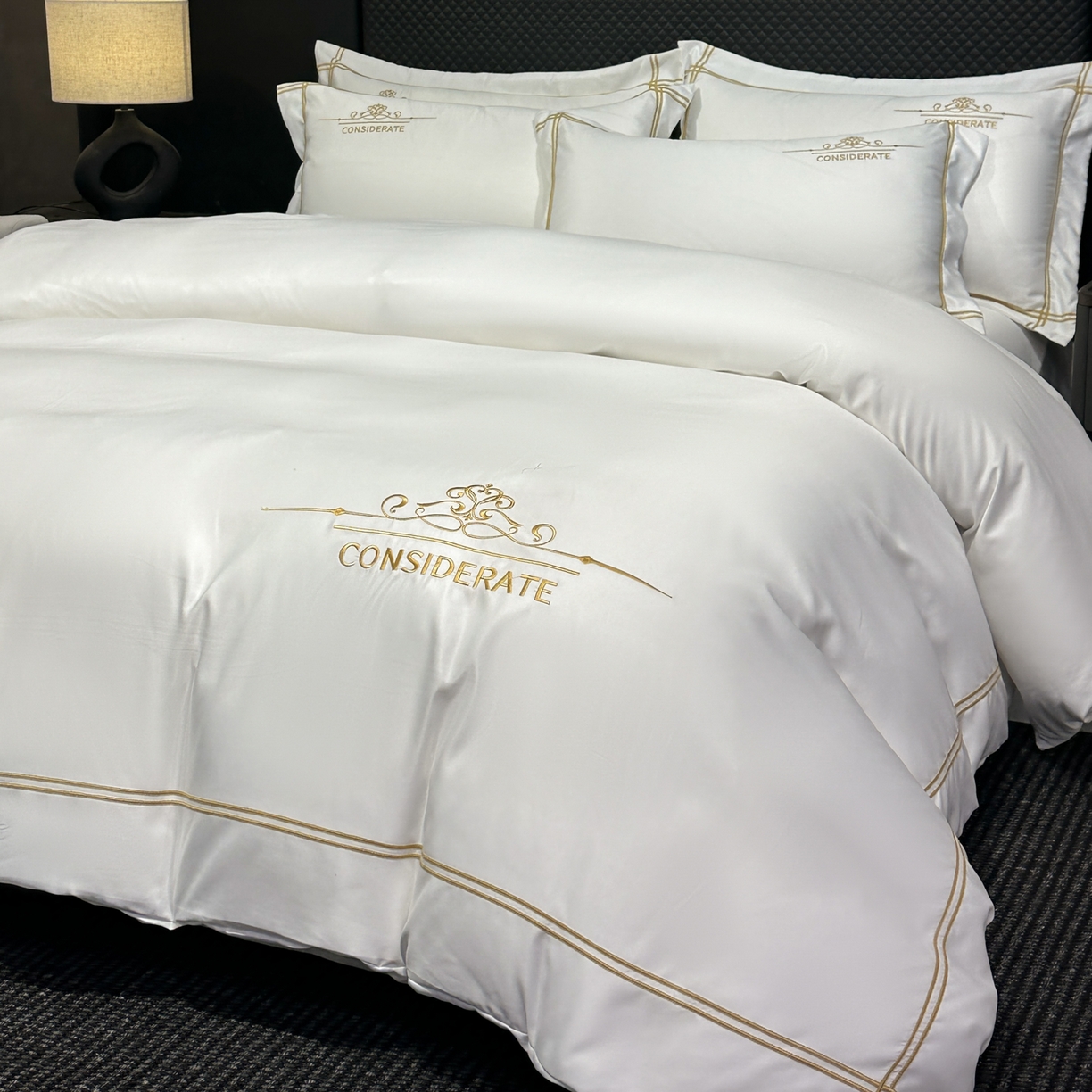 91家纺网 家纺一手货源 找家纺 绒掌柜家纺（品质焕新） 2026新款水洗真丝天丝冰丝刺绣四件套-典雅系列 珍珠白